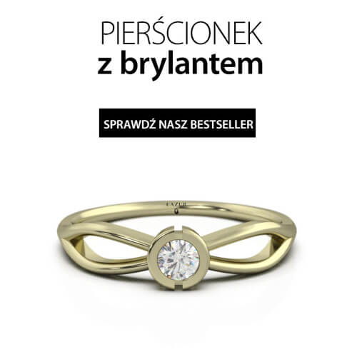 Pierścionek z nietypową oprawą z żółtego złota.