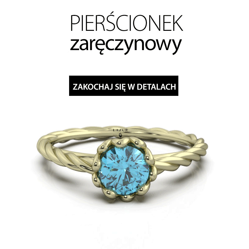 Złoty pierścionek plecionka z dużym topazem