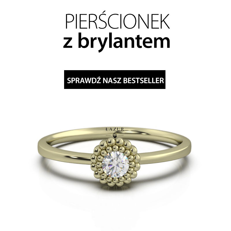 Pierścionek z brylantem w ciekawej koronie