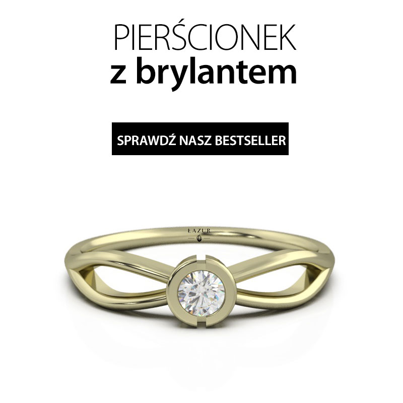 Złoty pierścionek z brylantem naturalnym