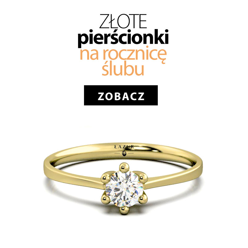 Złoty pierścionek z brylantem syntetycznym