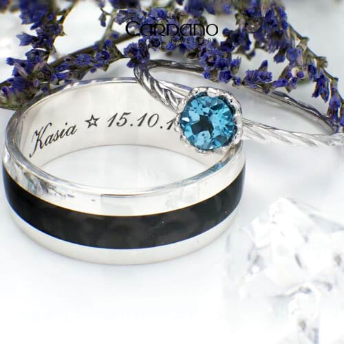 Zaręczynowy duet Katarzyny i Marka - pierścionek z topazem i carbonowa obrączka | Jubiler Toruń