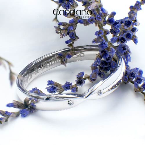 Delikatna obrączka z białego złota z diamentami Pani Anety | Jubiler Toruń