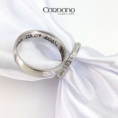 Obrączki z białego złota rodowanego z brylantami Marleny i Kacpra | Jubiler Bydgoszcz