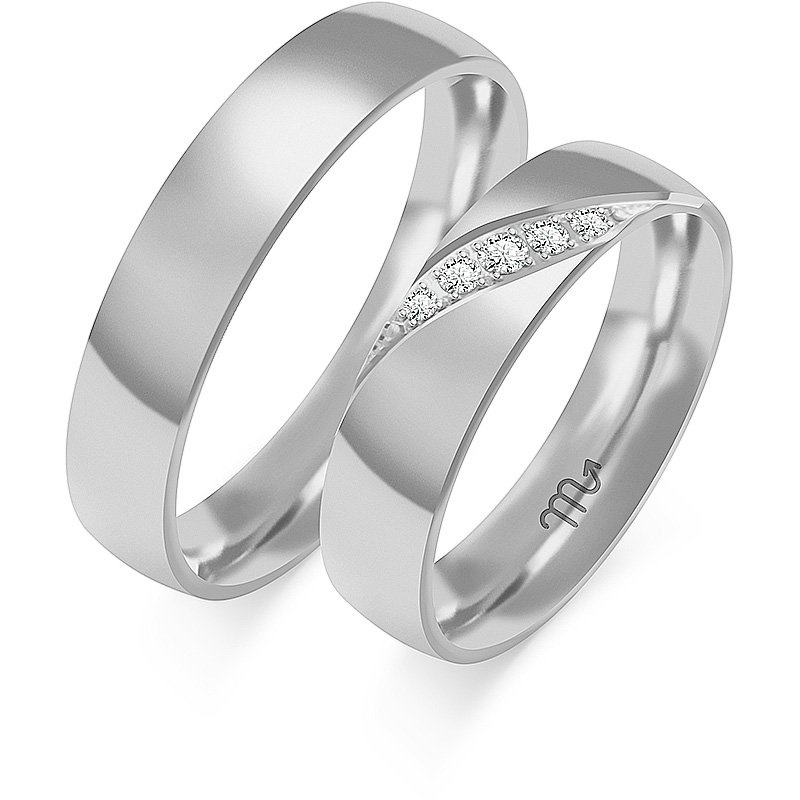 Obrączki ślubne półokrągłe 4,5mm z kamieniami złoto próba 585