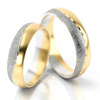 Obrączki ślubne półokrągłe z ozdobną falą 5mm dwukolorowe złoto żółte i białe próba 585