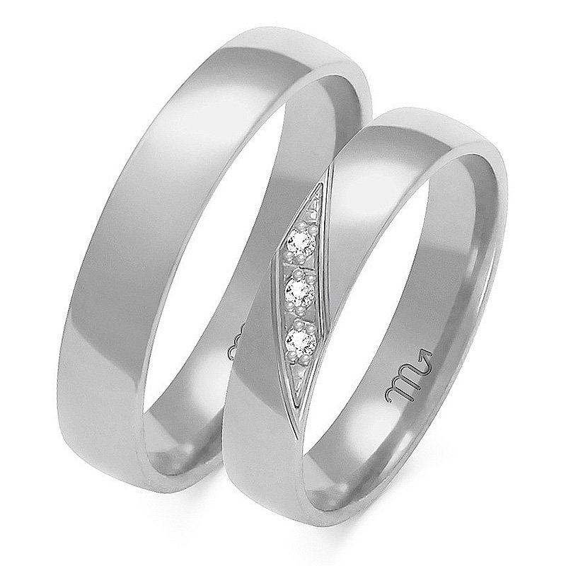 Obrączki ślubne półokrągłe 4mm z kamieniami próba 585