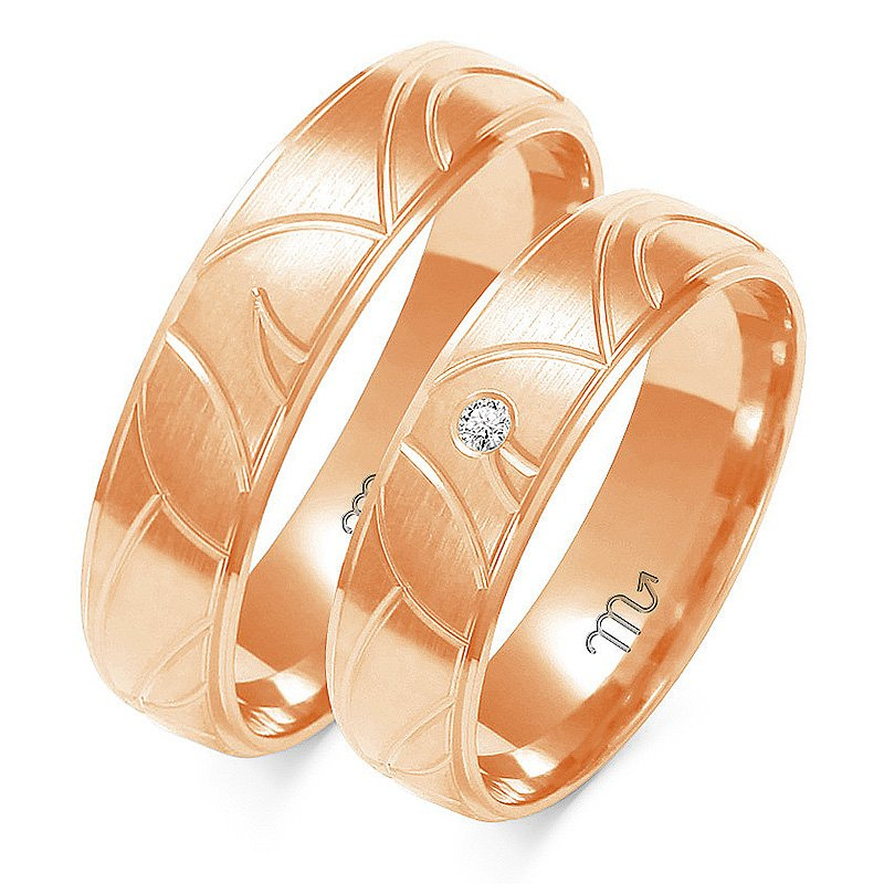 Nietypowe obrączki ślubne półokrągłe z kamieniem 5,5mm próba 585