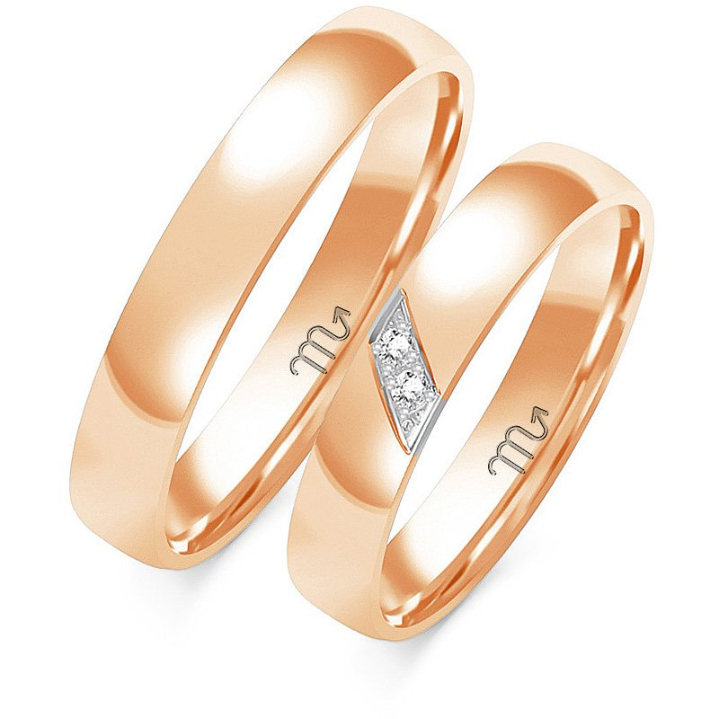 Obrączki ślubne półokrągłe z kamieniami 4mm próba 585