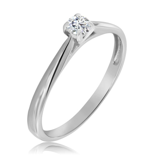 Biały pierścionek z diamentem