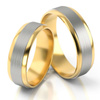 Obrączki ślubne półokrągłe z satynowym matem 6,5mm dwukolorowe białe i żółte złoto próba 585