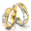 Ozdobne obrączki ślubne płaskie z falą 6mm dwukolorowe białe i żółte złoto próba 585