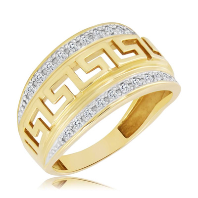 Nietypowy pierścionek z diamentami żółte złoto 585