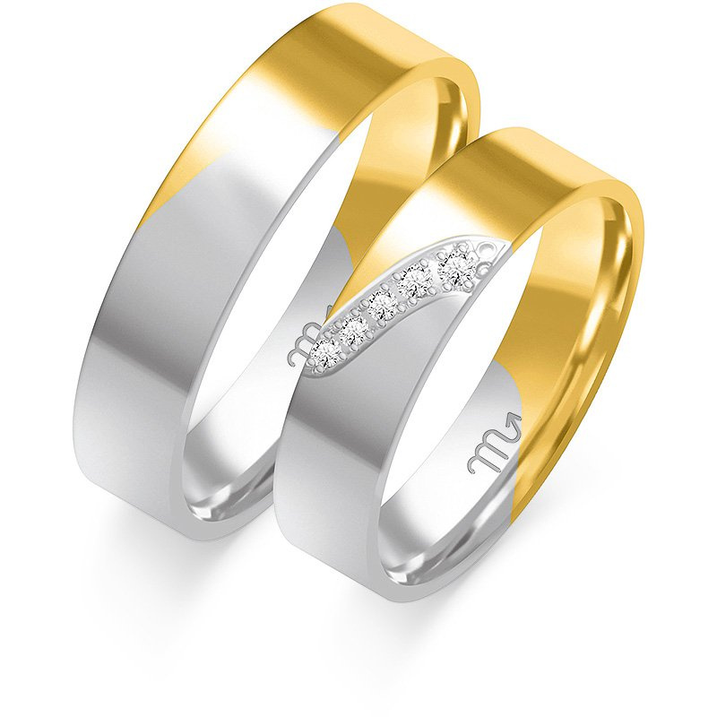 Obrączki ślubne płaskie z kamieniami 5mm złoto próba 585