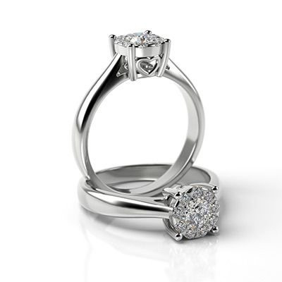 Pierścionek z brylantami z białego złota