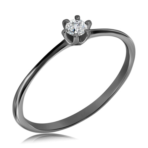 Czarny pierścionek z brylantem naturalnym 