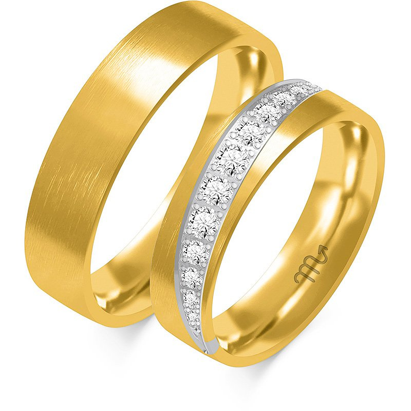 Obrączki ślubne z kamieniami 5,5mm żółte złoto 585