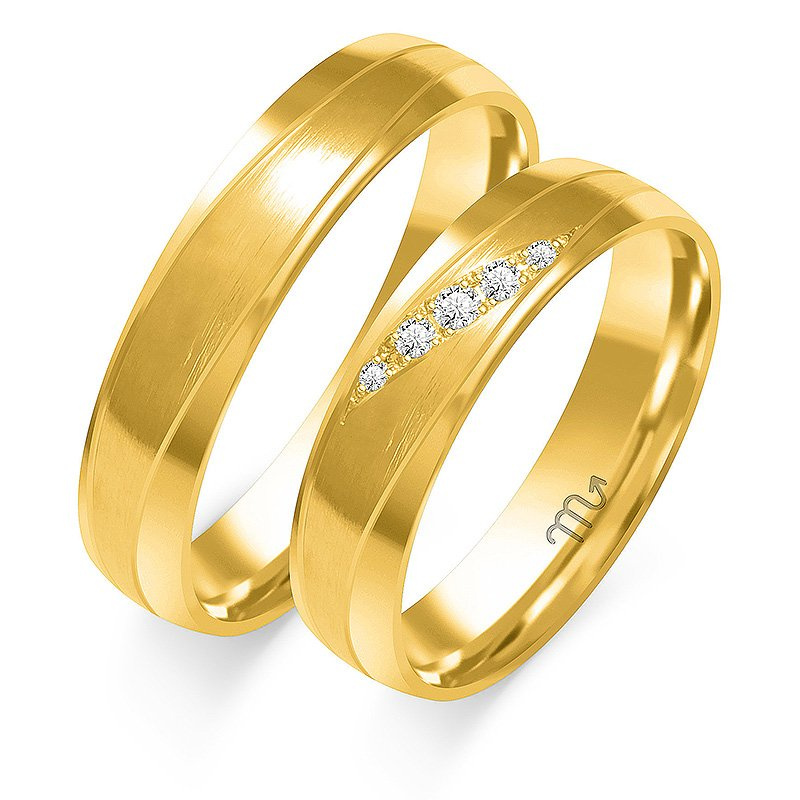 Obrączki ślubne półokrągłe 5mm z falami dwukolorowe z czerwonym i białym złotem próba 585