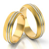 Półokrągłe obrączki ślubne z liniami 5,5mm dwukolorowe żółte i białe złoto próba 585