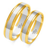 Obrączki ślubne płaskie 5mm dwukolorowe z białego i żółtego złota próba 585