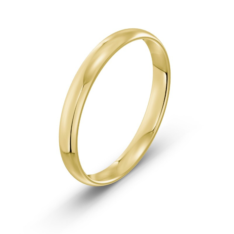 Męska obrączka ślubna klasyczna półokrągła 3mm żółte złoto 585