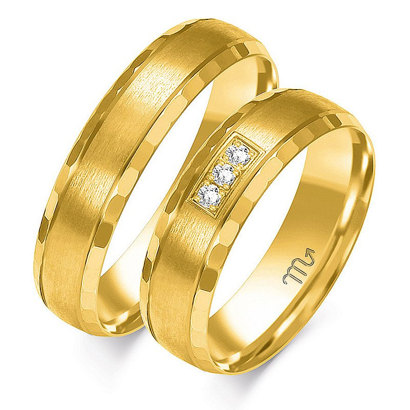 Obrączki ślubne półokrągłe 5mm z kamieniami i ozdobnymi krawędziami białe złoto 585