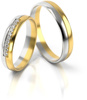 Obrączki ślubne półokrągłe z kamieniami 4mm dwukolorowe żółte i białe złoto próba 585