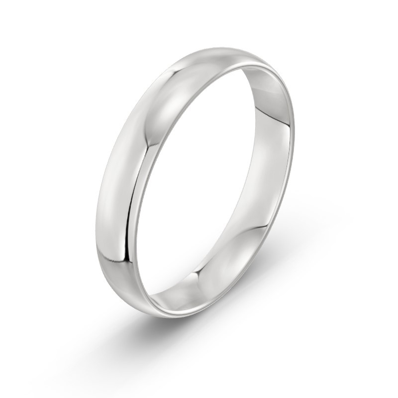 Męska obrączka ślubna klasyczna półokrągła 4mm białe złoto 585