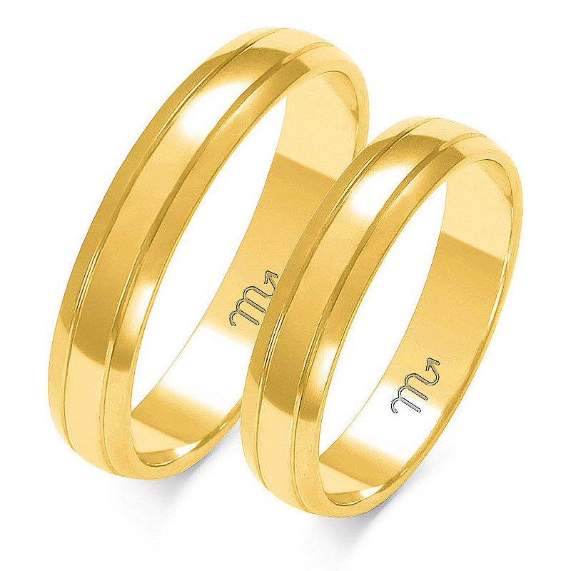 Obrączki ślubne półokrągłe 4mm z dwukolorowego złota żółtego i białego próba 585