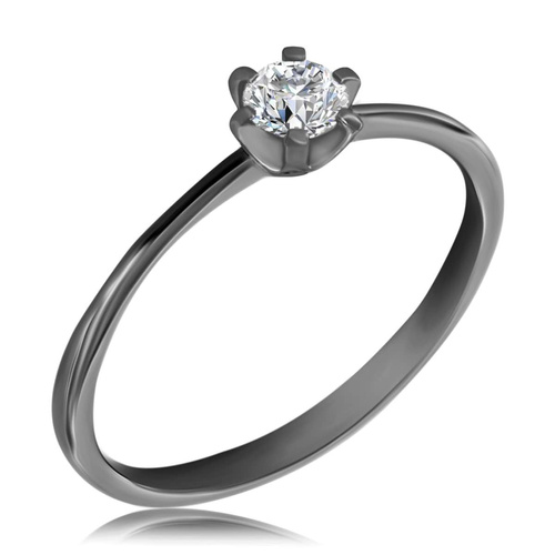 Czarny pierścionek z brylantem naturalnym