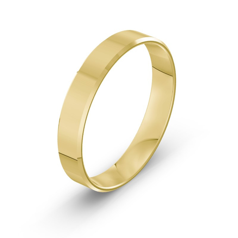 Męska obrączka ślubna klasyczna fazowana 4mm żółte złoto 585 SLIM