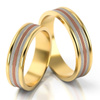 Obrączki ślubne 5,2mm płaskie trójkolorowe żółte białe czerwone złoto próba 585