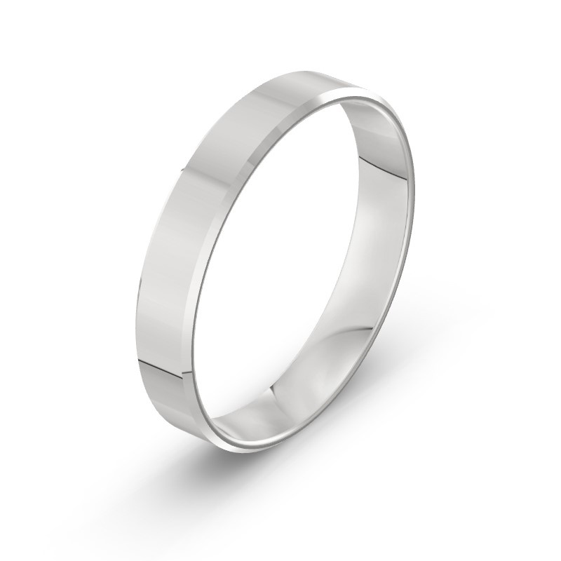 Męska obrączka ślubna klasyczna fazowana 4mm białe złoto 585 SLIM