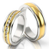 Półokrągłe obrączki ślubne 6mm z kamieniami dwukolorowe żółte i białe złoto próba 585