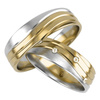 Męska obrączka ślubna 5,5mm z falami dwukolorowa żółte i białe złoto próba 585