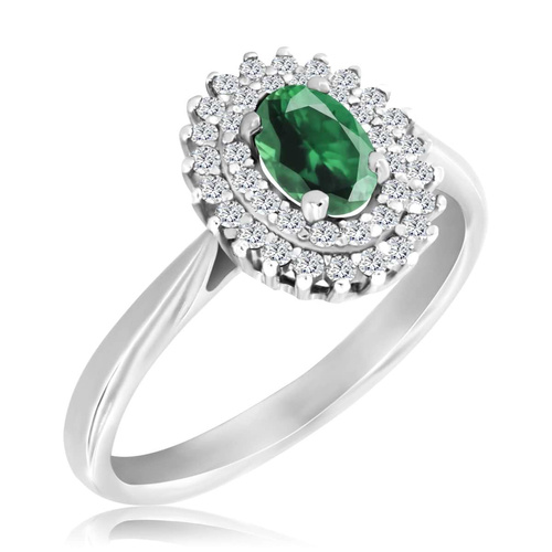 Biały pierścionek ze szmaragdem