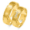 Obrączki ślubne płaskie 6mm bogato zdobione dwukolorowe żółte i białe złoto próba 585