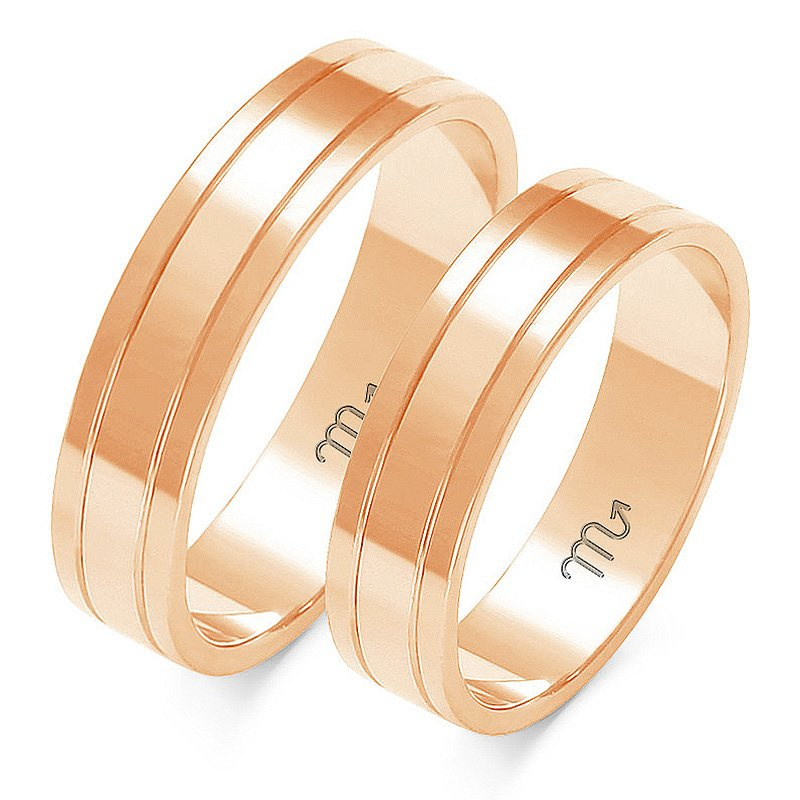 Obrączki ślubne płaskie 5mm dwukolorowe żółte i białe złoto próba 585