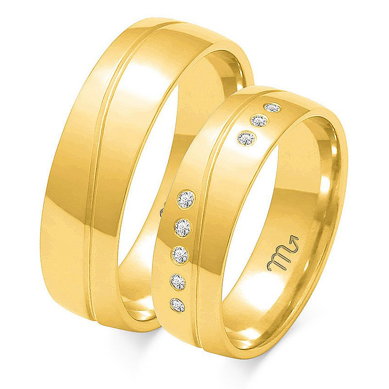 Obrączki ślubne półokrągłe 5,5mm z falą dwukolorowe z żółtym i białym złotem próba 585