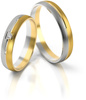 Obrączki ślubne półokrągłe matowe ozdobione linią i kamieniem 4mm dwukolorowe białe i żółte złoto próba 585
