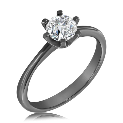 Czarny pierścionek z brylantem naturalnym 