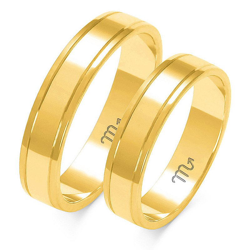 Obrączki ślubne płaskie 4,5mm dwukolorowe białe i żółte złoto próba 585