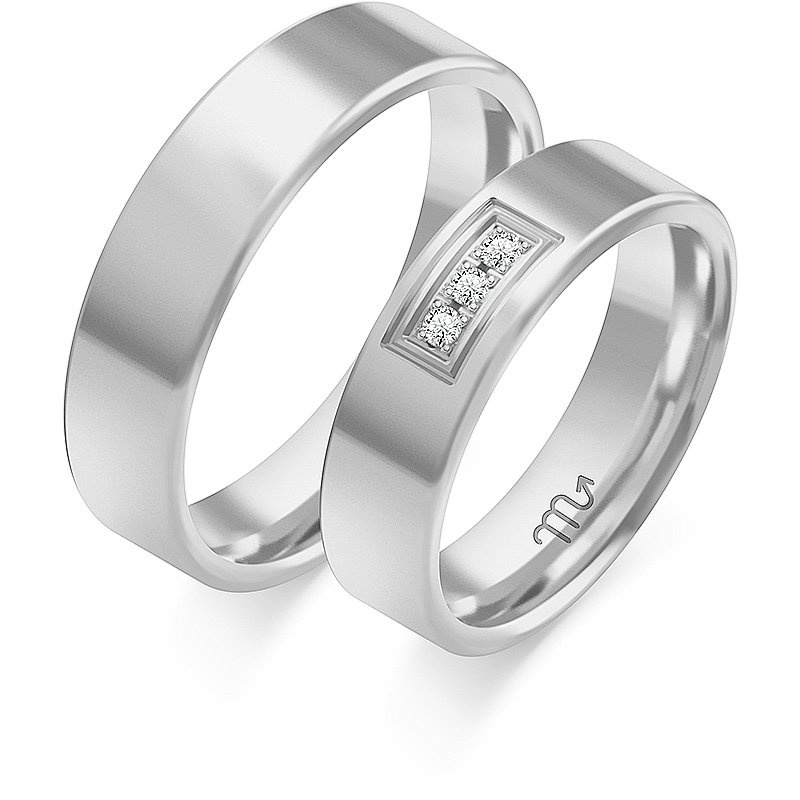 Obrączki ślubne płaskie z kamieniami 5,5mm złoto 585