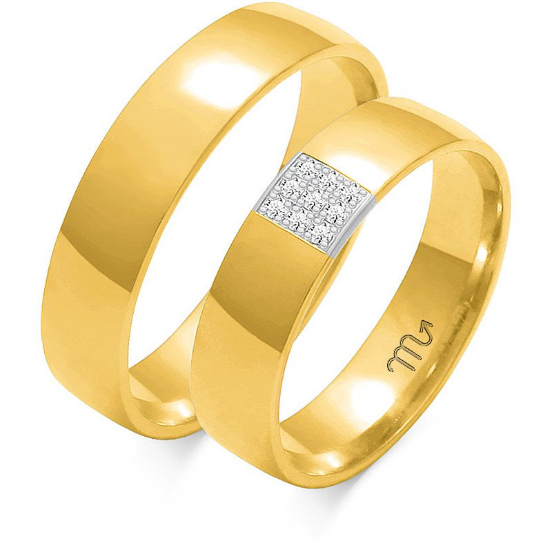 Obrączki ślubne półokrągłe z kamieniami 5mm złoto próba 585