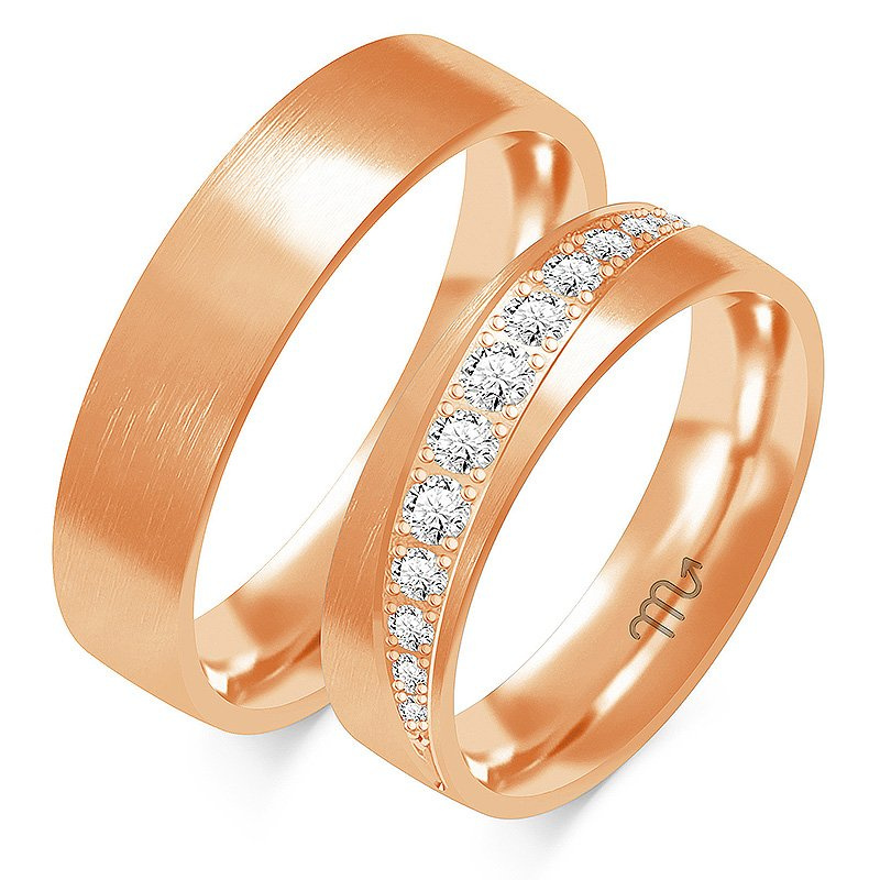 Obrączki ślubne z kamieniami 5,5mm żółte złoto 585