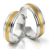 Półokrągłe obrączki ślubne z liniami na brzegach 6mm dwukolorowe złoto próba 585
