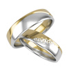 Obrączki ślubne z falami i kamieniami 5mm dwukolorowe z białego i żółtego złota próba 585