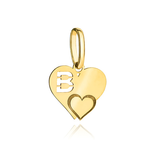 Zawieszka złota literka B z serduszkiem