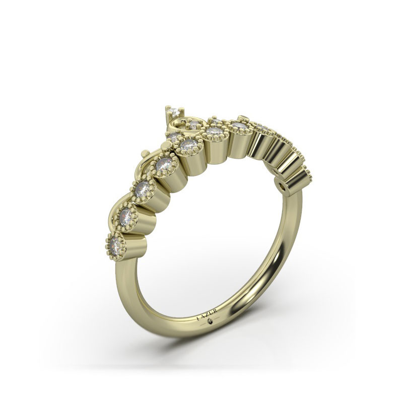 Złoty pierścionek korona z brylantami