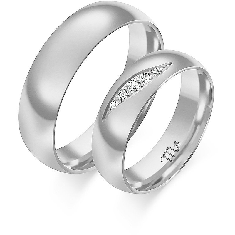 Obrączki ślubne półokrągłe z kamieniami 5,5mm złoto próba 585